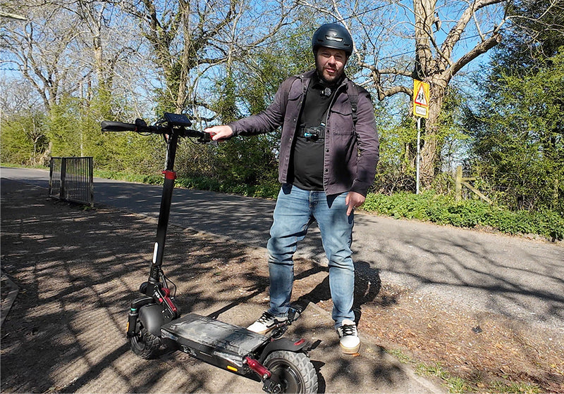 Off-road electric scooter setup for countryside rides Off-road electric scooter on a rural lane