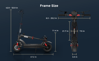 iX6 1000W Off Road Electric Scooter size