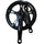 Black bicycle crankset with chainring and pedal arms displayed on a white background.