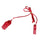 A red plastic safety lanyard and clip assembly for an electric scooter, isolated on a clean white background.