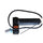 Right-side electric scooter handlebar throttle assembly with textured black rubber grip, integrated orange power button, TCS switch, wiring harness, and connector, isolated on a white background.