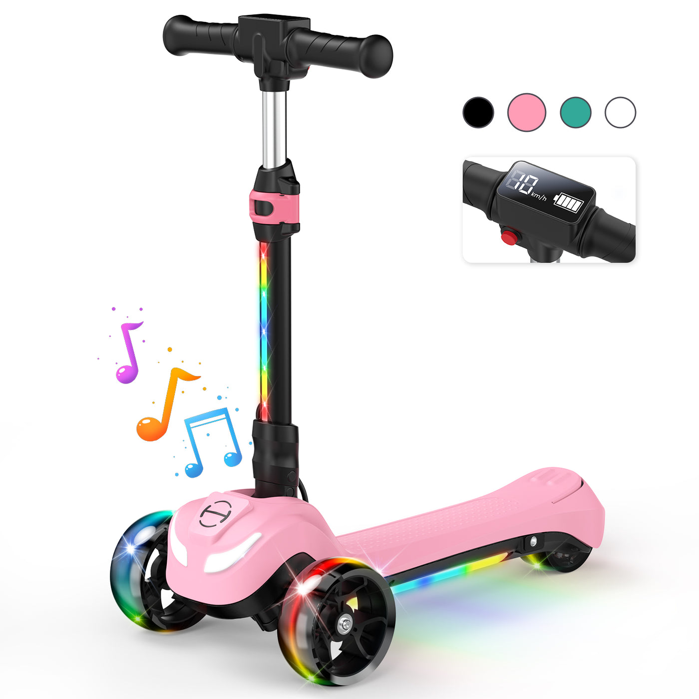 iK1S / B2 Kids Electric Scooter with Colorful Flashing Wheels