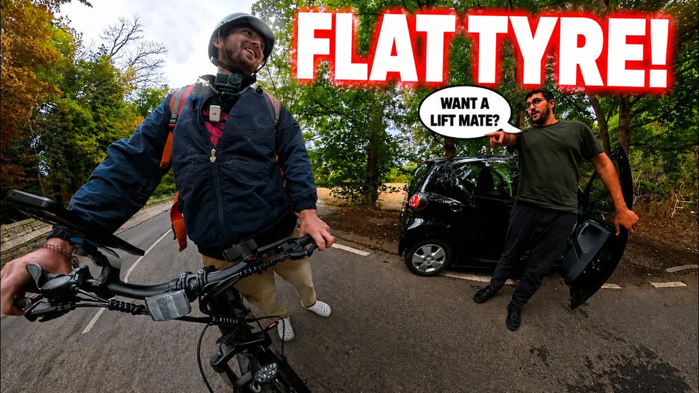 Flat Tyre... I got in a stranger's car! | Just another day delivering food (ft. iScooter EB3S ebike)