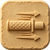 Throttle control icon embossed on a textured tan square background, featuring a handlebar grip with directional arrows indicating rotation. The simple graphic represents throttle operation, acceleration control, and responsive power delivery.