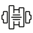 A white line icon showing a stylized electric motor or engine hub design, representing the high-performance motor of the DX5 electric scooter.
