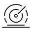 A white line icon of a speedometer dial with an indicator needle pointing upward and to the right, representing the speed performance features of the DX5 electric scooter.