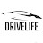 DriveLife logo icon featuring a minimalist black outline of a car above the word 'DRIVELIFE' on a square white background.
