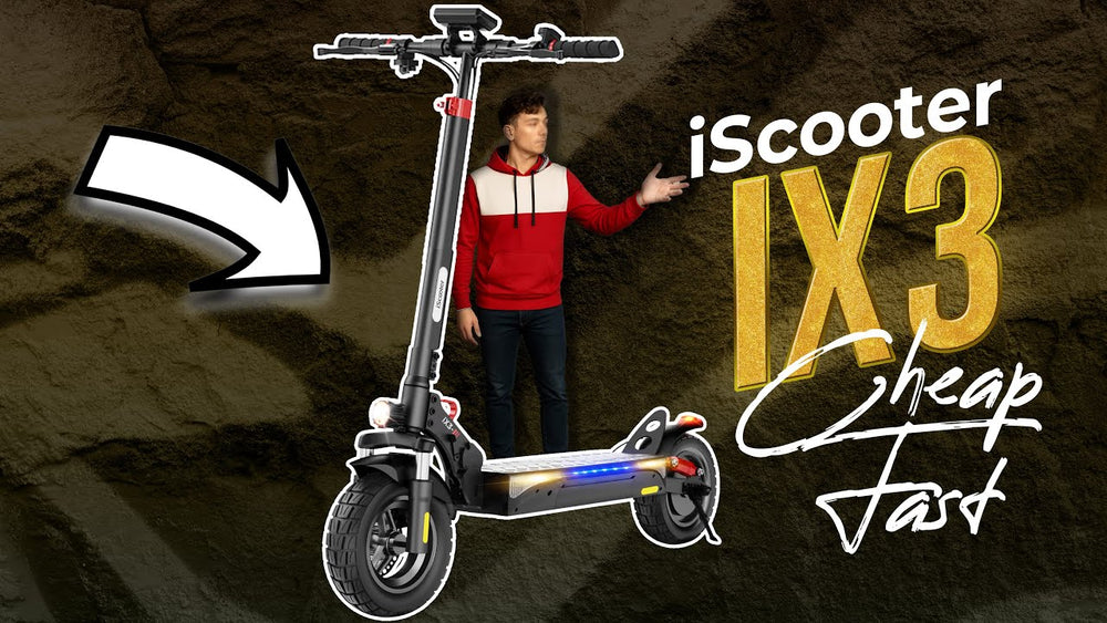 iScooter iX3 - An 800W off-road electric scooter suitable for riding on hard-packed dirt roads to the beach.