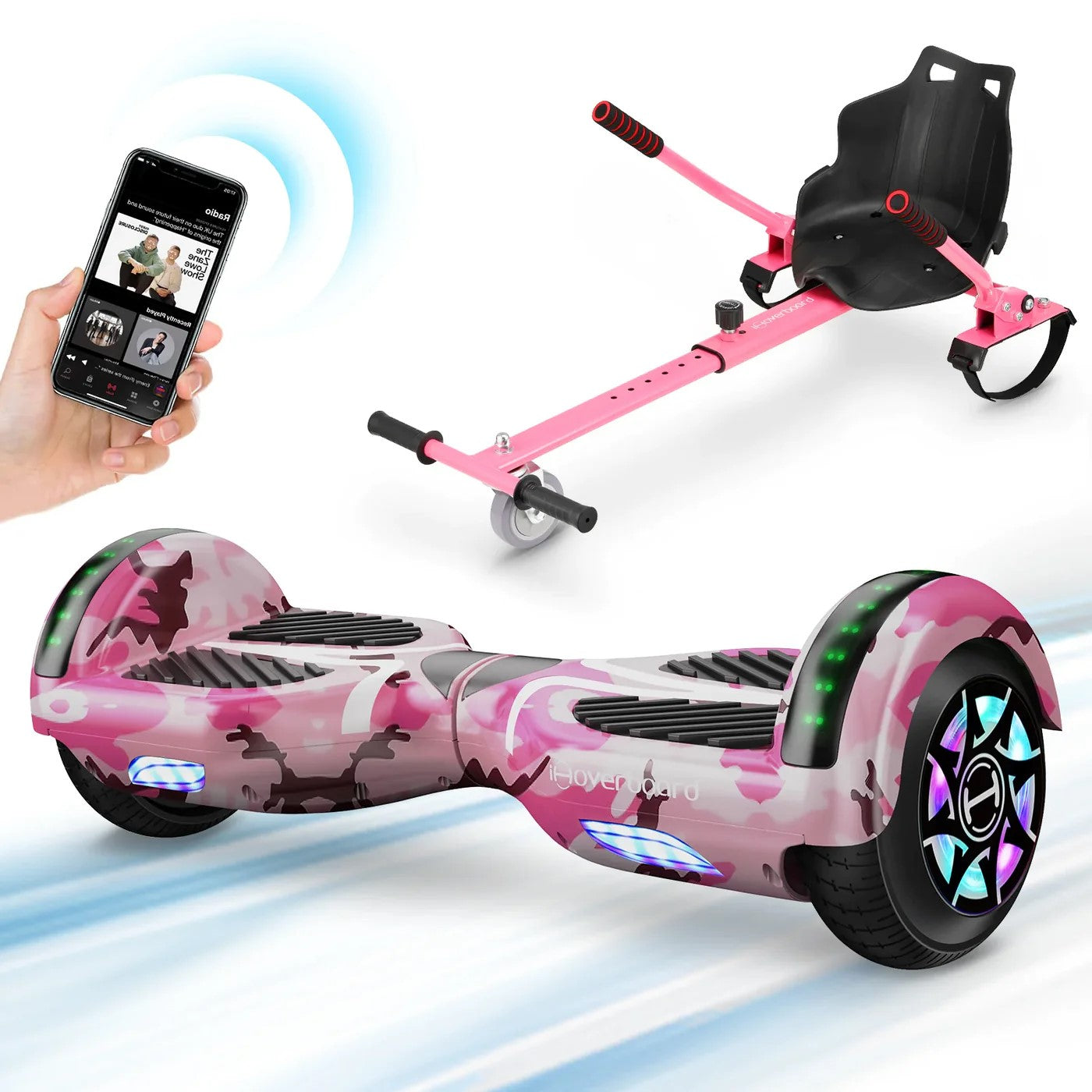 iHoverboard H2 Pink Self Balancing Hoverboard with Dual 350W Motor (700W)