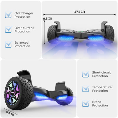 iHoverboard H8 LED Black Off Road Hoverboard 8.5"