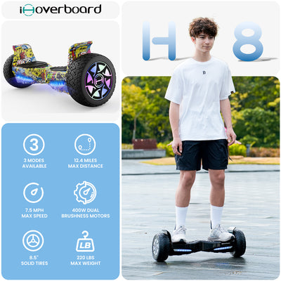 8.5" H8 Off Road Hoverboard with Bluetooth Music and LED Lights - Self Balancing System