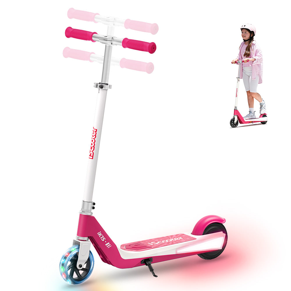 iK1S Kids Electric Scooter with Colorful Flashing Wheels & Height