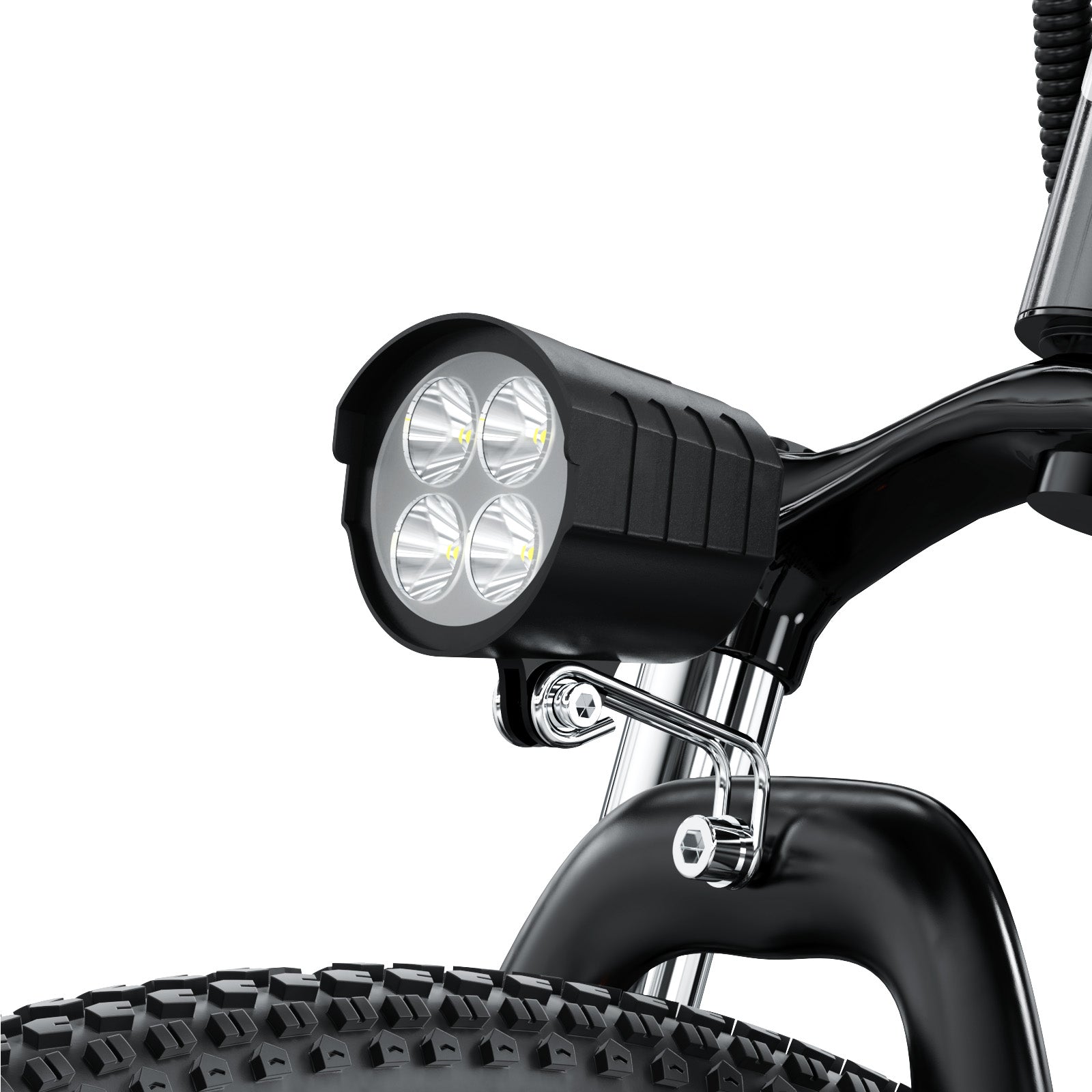 M10 lighting and front-end detail M10 front light and fork area detail