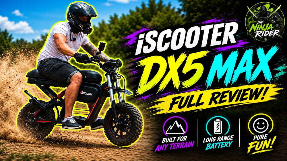 Video thumbnail for the iScooter DX5 MAX full review by The Ninja Rider.