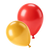 3D icon of two floating balloons, one red and one gold, symbolizing celebration, achievement, and festive occasions such as back-to-school events or special promotions.