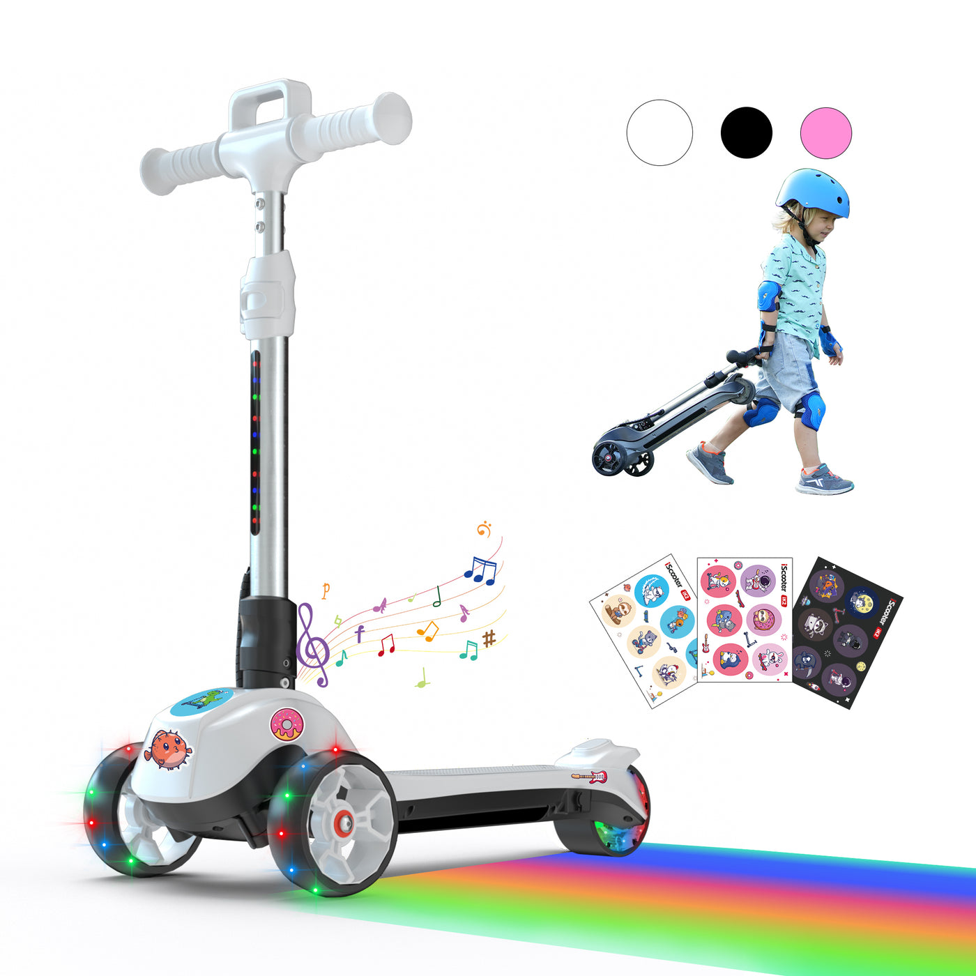 iScooter iK2 Height Adjustable Kids Electric Scooter with Flashing Wheels