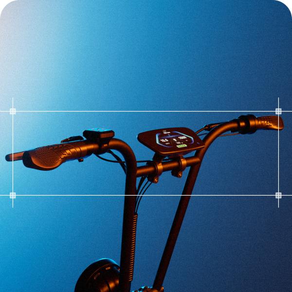 This close-up image features the handlebars and digital display console of the F7ULTRA electric scooter, set against a moody, blue-lit background.