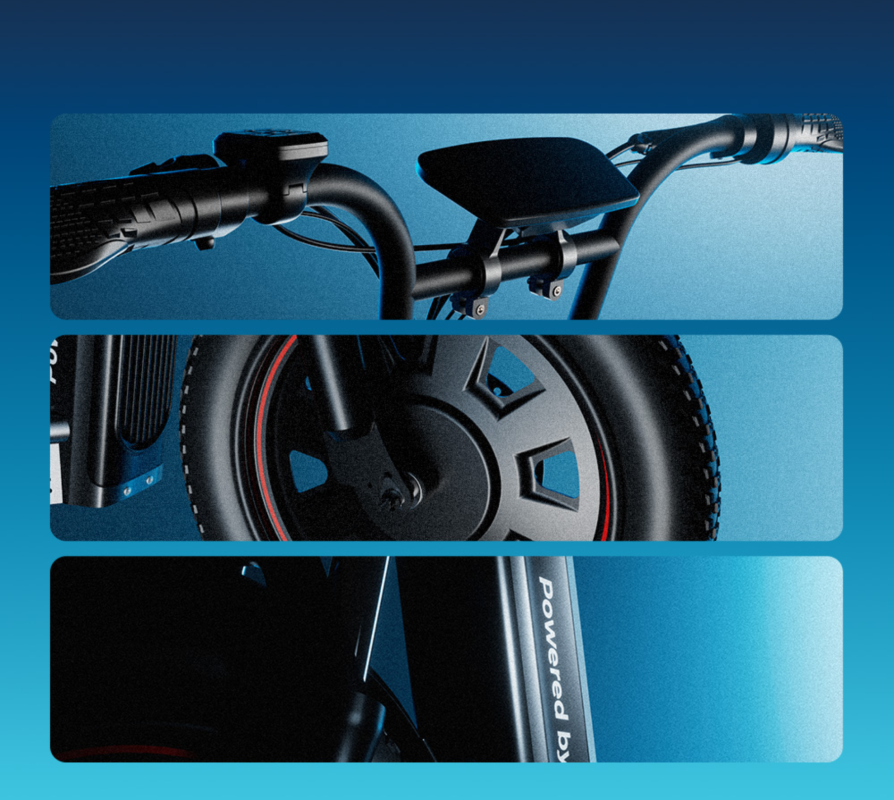 This collage features stylized, close-up shots that highlight the premium materials and design components of the F7ULTRA electric scooter.