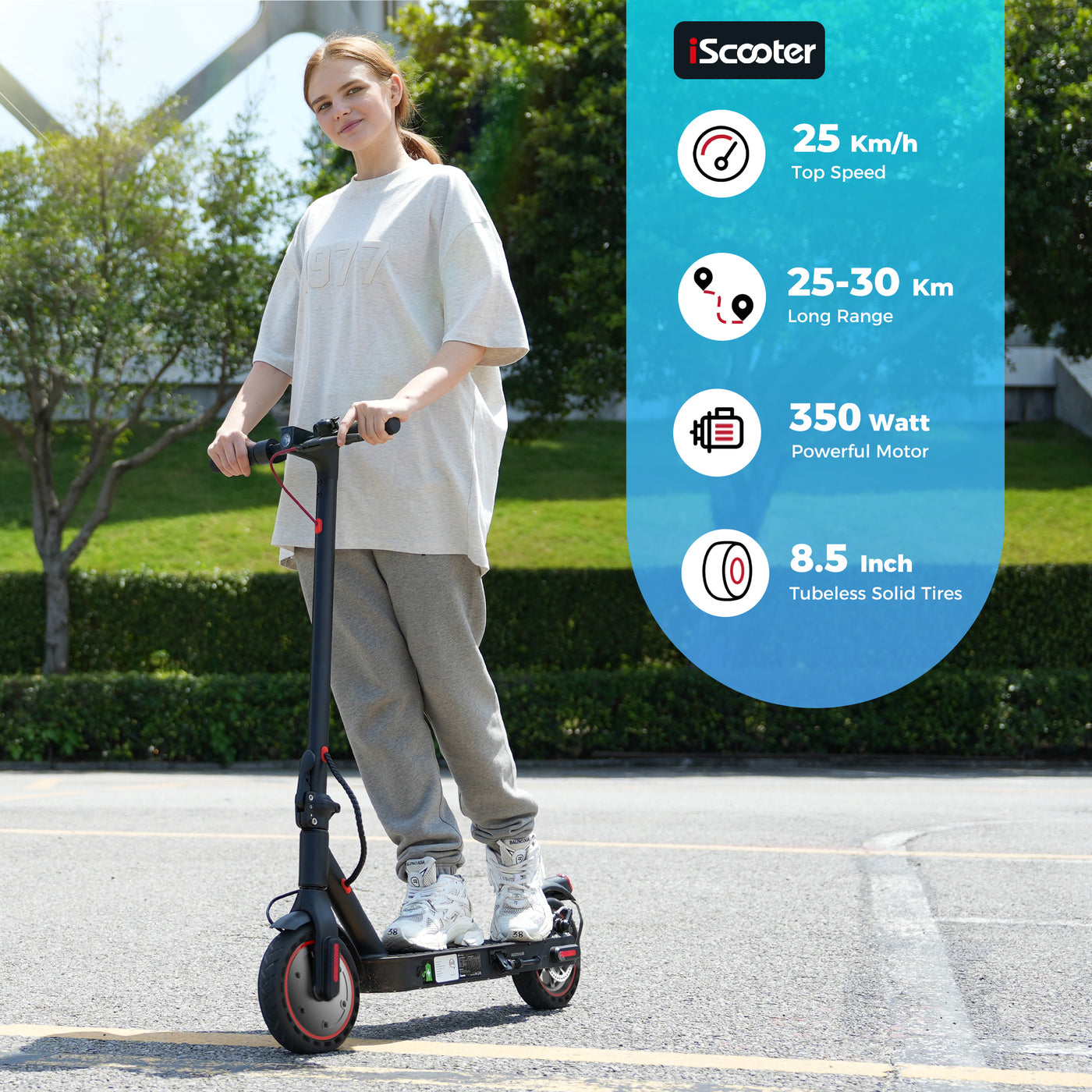 iScooter i9 Electric Scooter 8.5-Inch Solid Tires