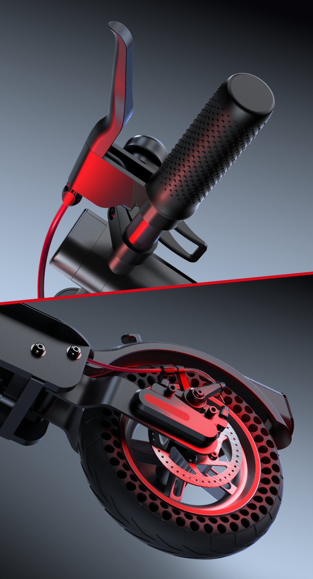 Rear disc brake and control detail iScooter i9Max dual brake detail