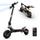 This image highlights the versatility of the iF1 scooter, showcasing it in both its upright riding position and folded state, alongside a preview of its dedicated smartphone app interface.
