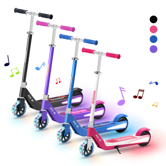 iK1S Kids Electric Scooter with Colorful Flashing Wheels & Height