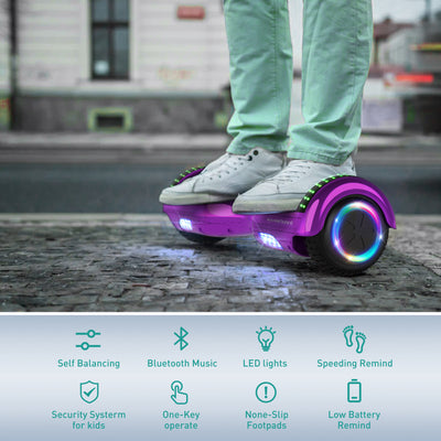 iHoverboard® H1 Purple (Fuchsia) LED Self Balancing Hoverboard 6.5"(700W)