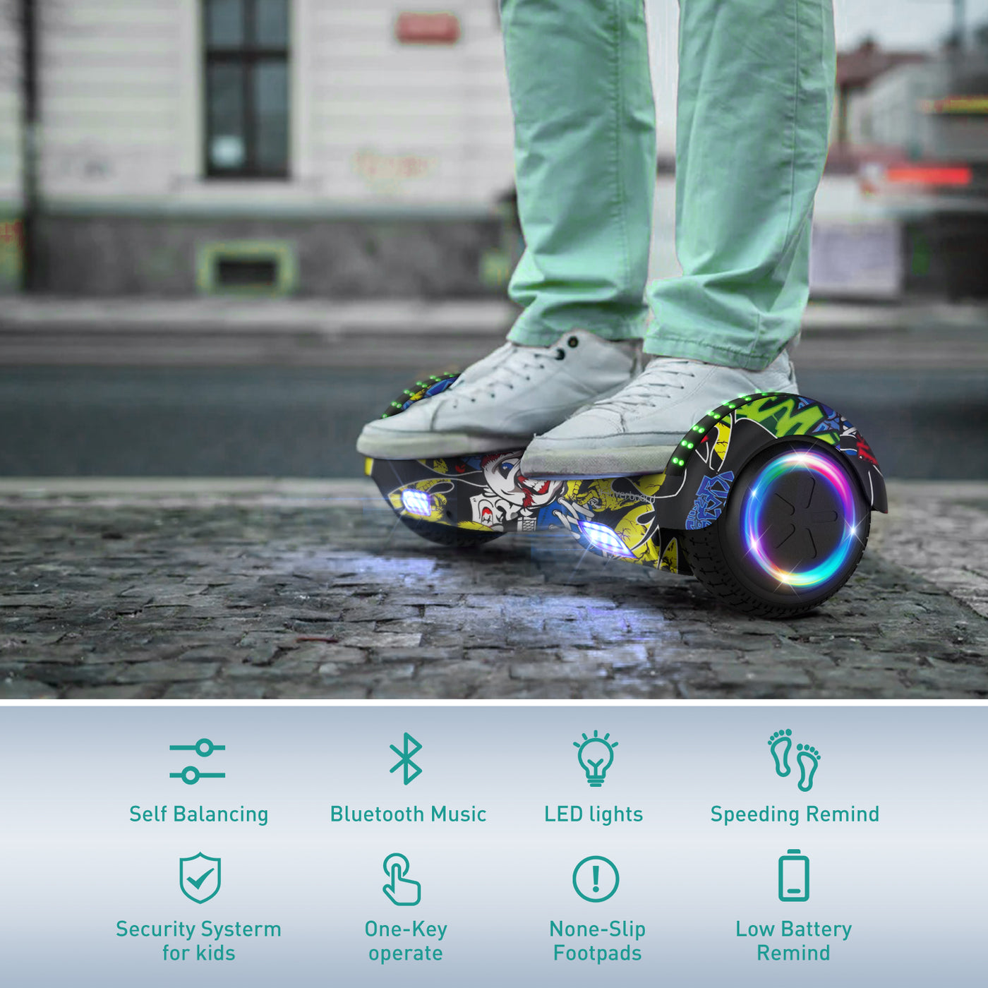 iHoverboard H1 Yellow LED Self Balancing Hoverboard 6.5"(700W)