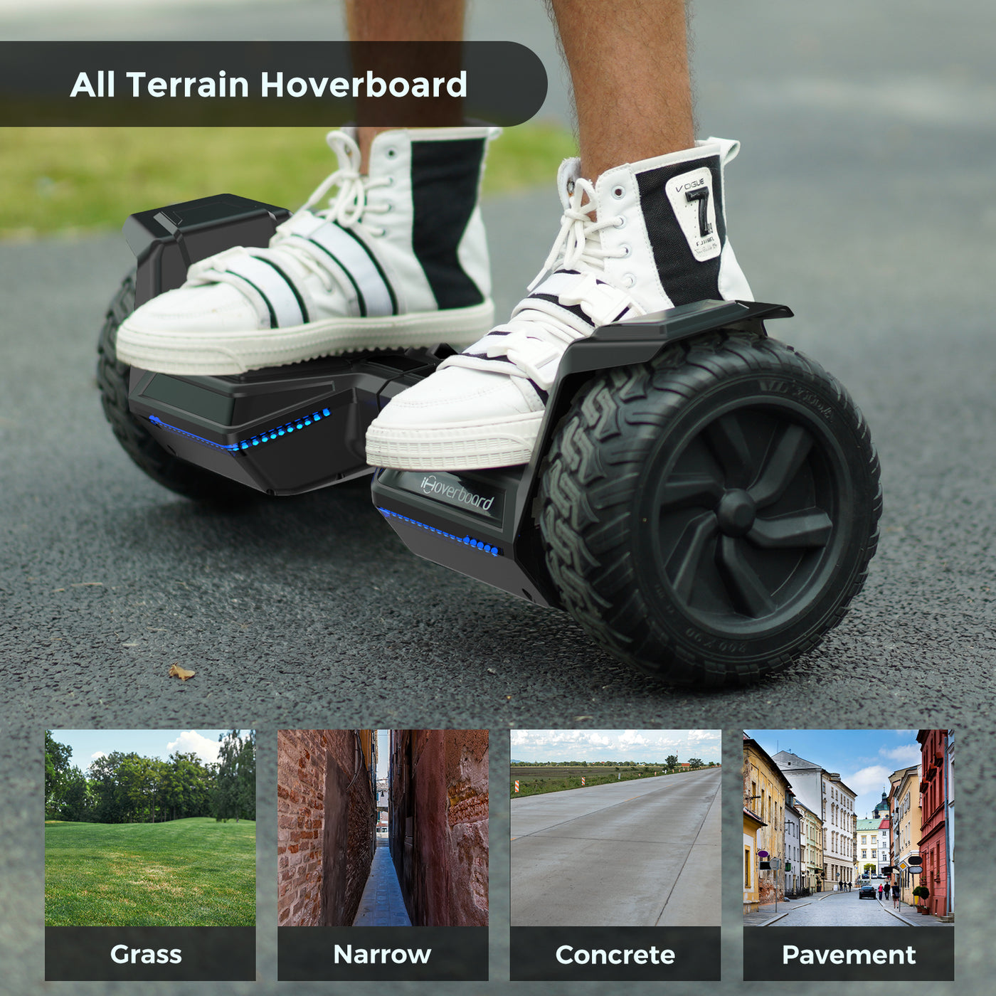 iHoverboard H8 LED Black Off Road Hoverboard 8.5"