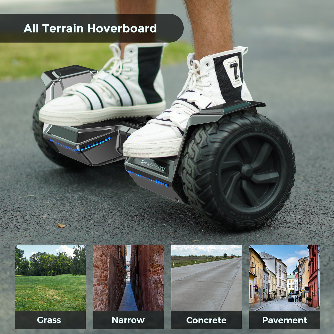 iHoverboard H8 LED Silver Off Road Hoverboard 8.5"