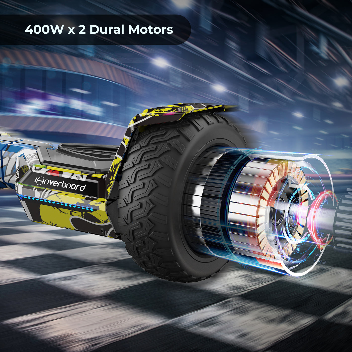 H8 LED Yellow Off Road Hoverboard 8.5" iScooter