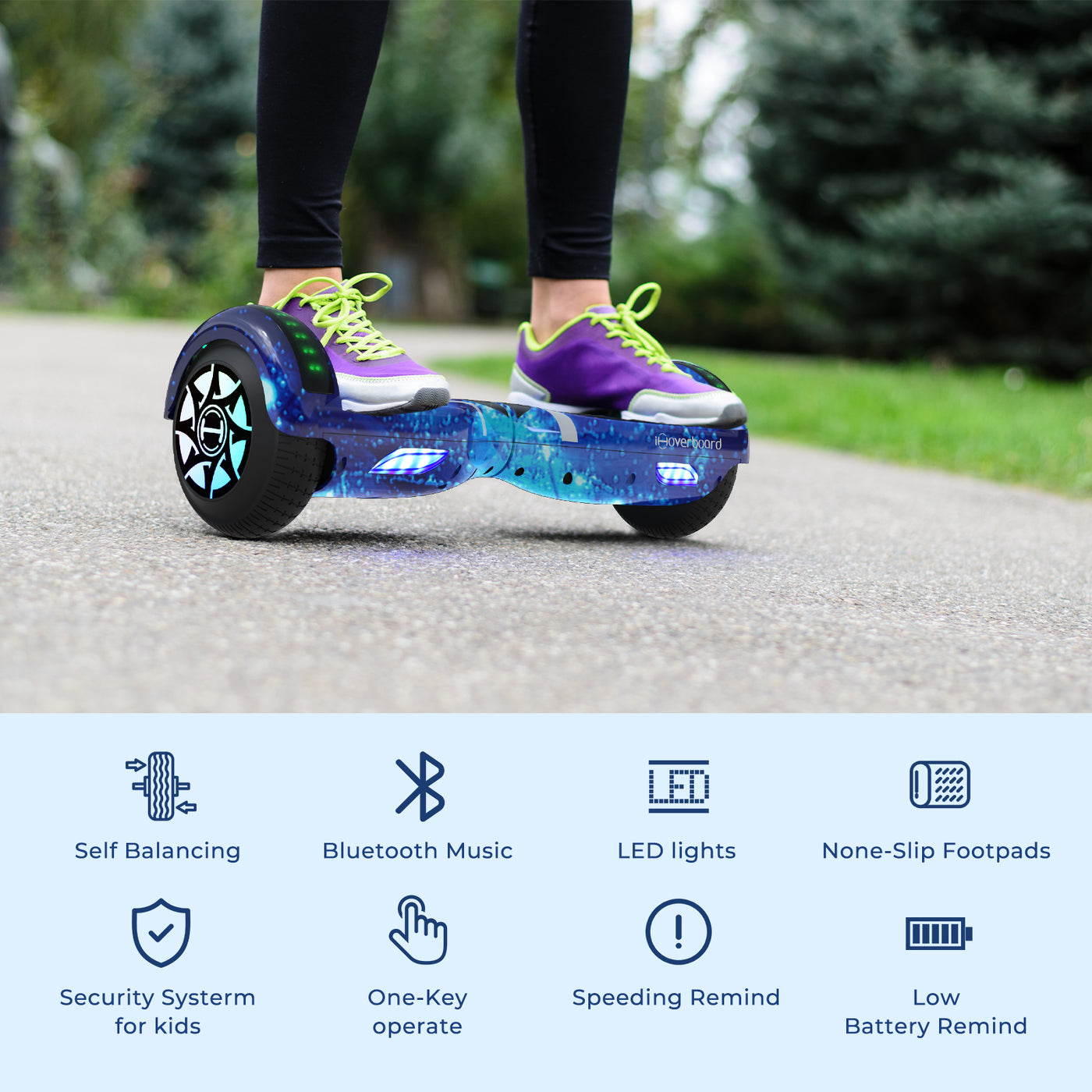 iHoverboard H4 Blue Bluetooth Hoverboard 6.5"